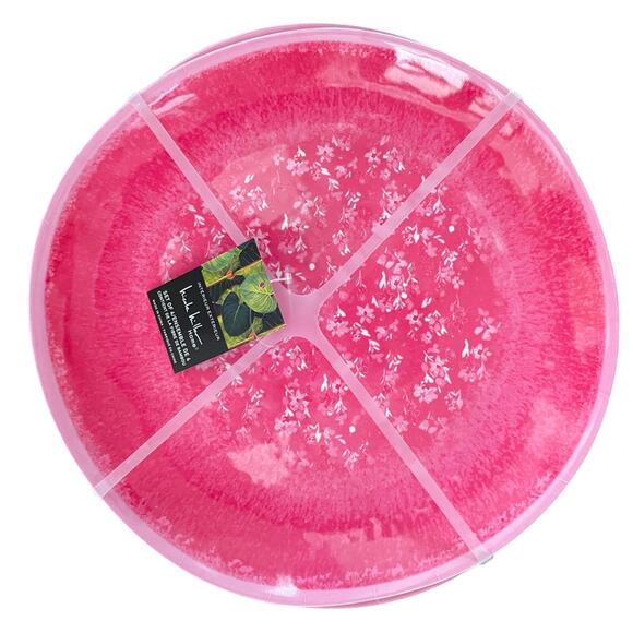 Nicole Miller Melamine Dinner Plates 11in Hot Pink Floral Set of 4 New - Picture 3 of 3